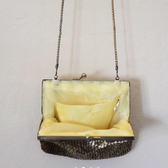 Vintage Gold Beaded Evening Bag Clutch Purse - Picture 3 of 4